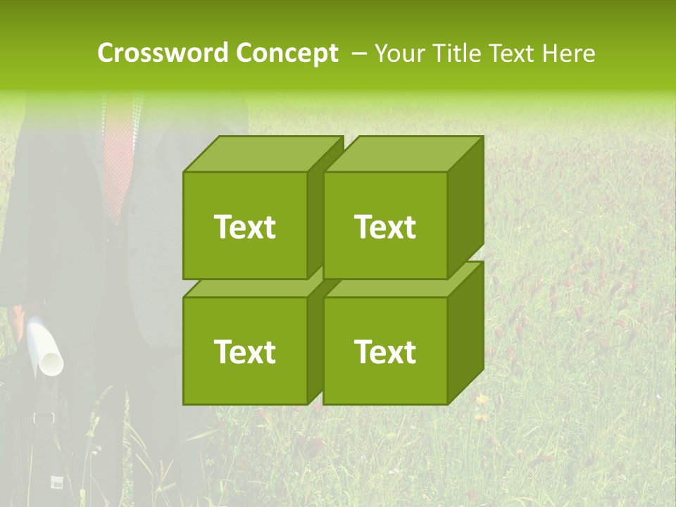 A Businessman In Grass. PowerPoint Template