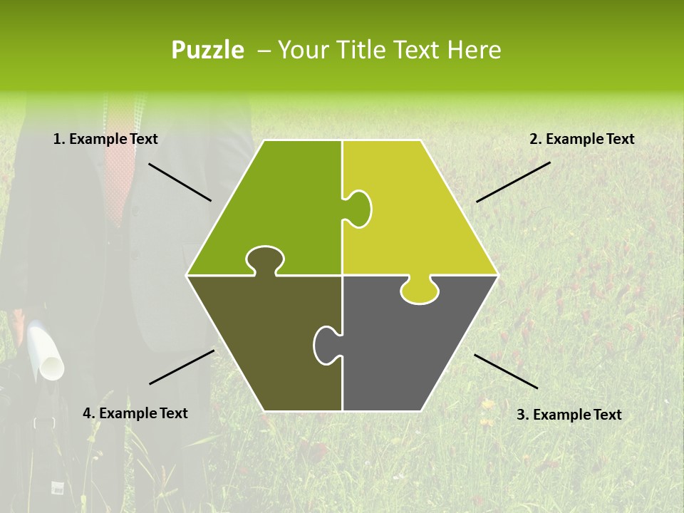 A Businessman In Grass. PowerPoint Template