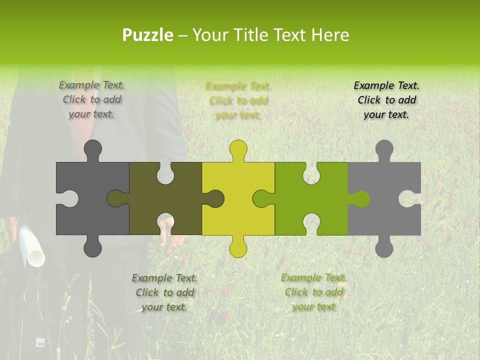 A Businessman In Grass. PowerPoint Template