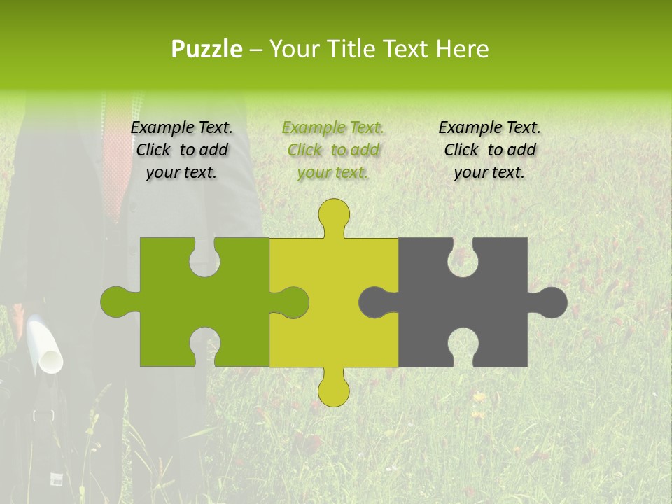 A Businessman In Grass. PowerPoint Template