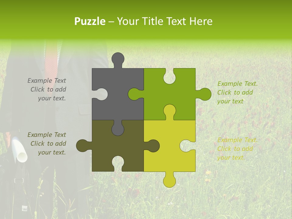 A Businessman In Grass. PowerPoint Template