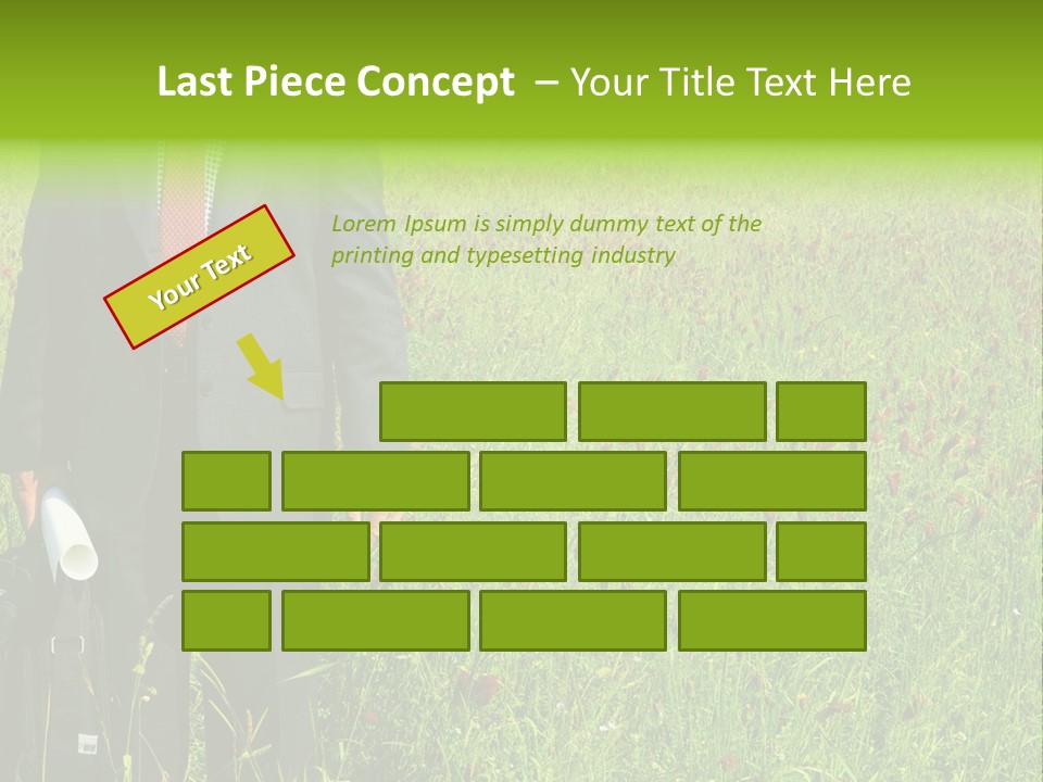 A Businessman In Grass. PowerPoint Template