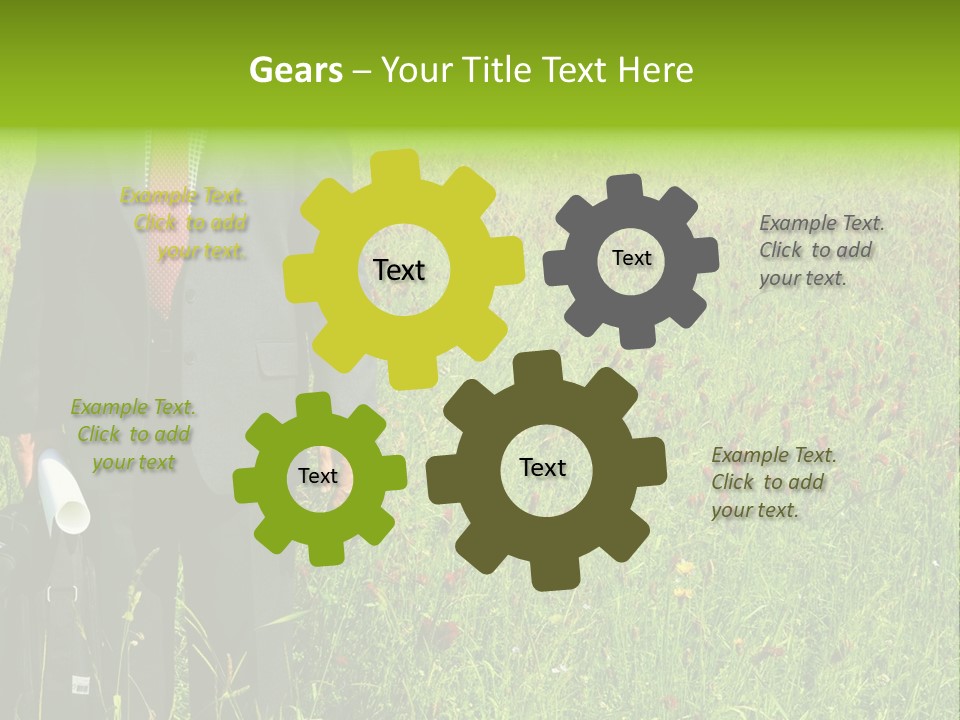 A Businessman In Grass. PowerPoint Template