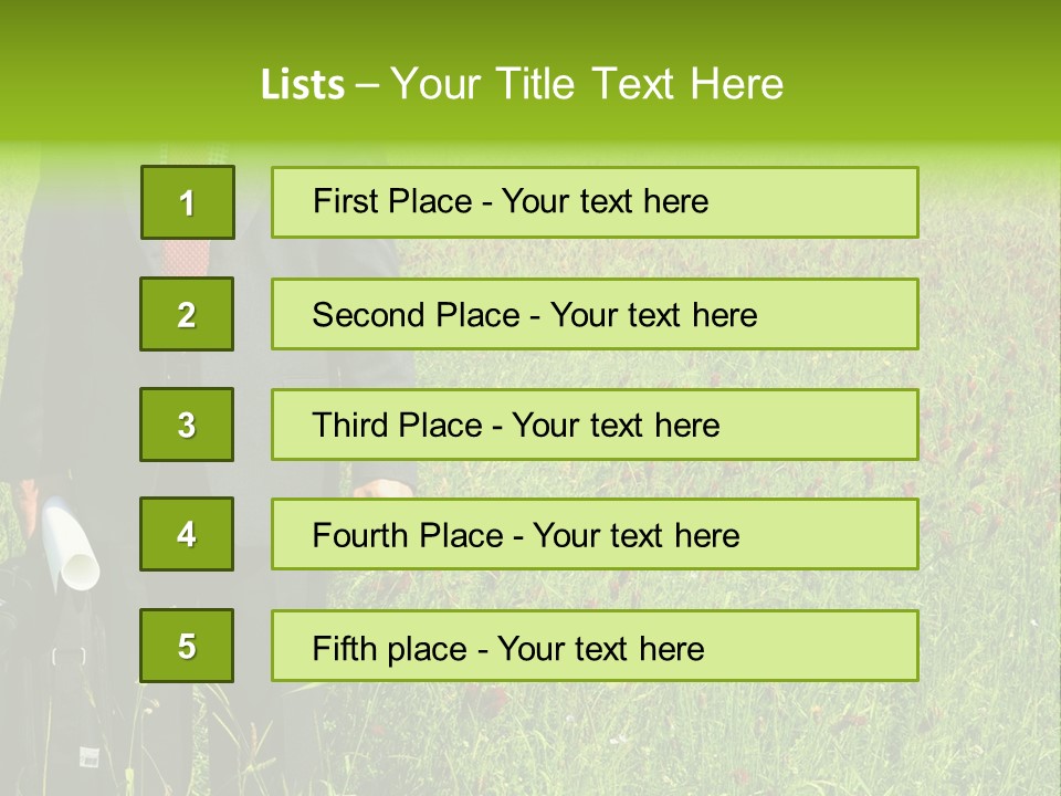 A Businessman In Grass. PowerPoint Template