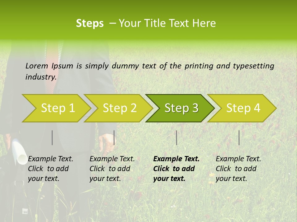 A Businessman In Grass. PowerPoint Template