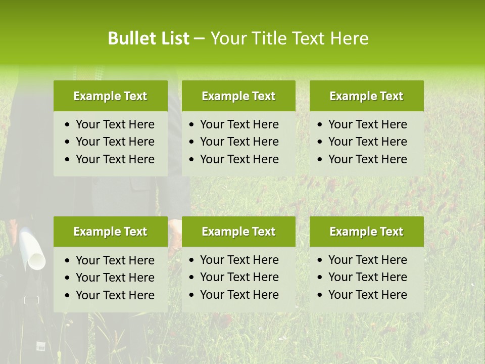 A Businessman In Grass. PowerPoint Template