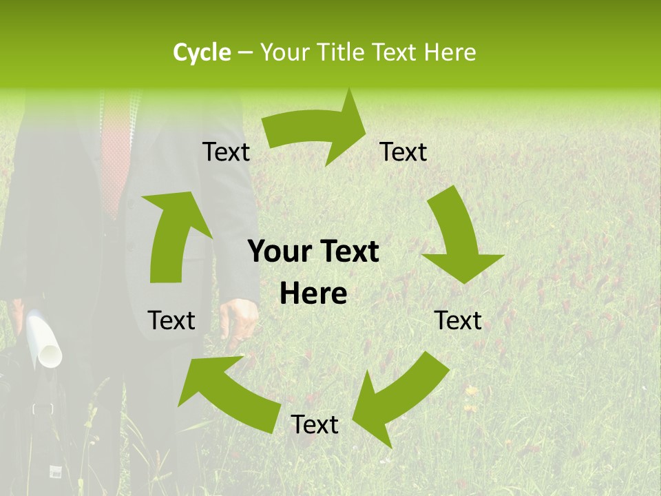 A Businessman In Grass. PowerPoint Template