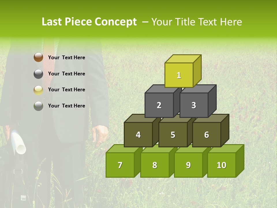 A Businessman In Grass. PowerPoint Template