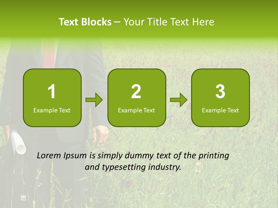 A Businessman In Grass. PowerPoint Template