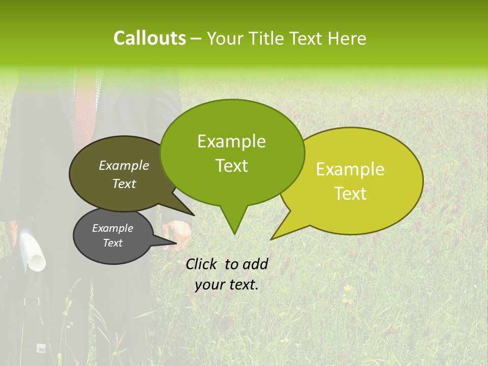 A Businessman In Grass. PowerPoint Template