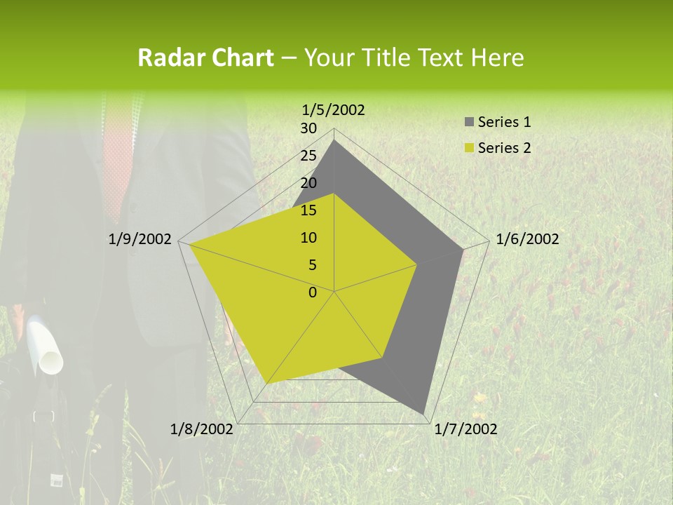A Businessman In Grass. PowerPoint Template