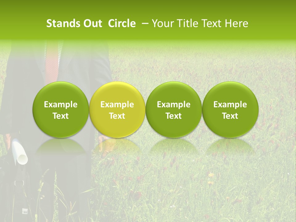 A Businessman In Grass. PowerPoint Template