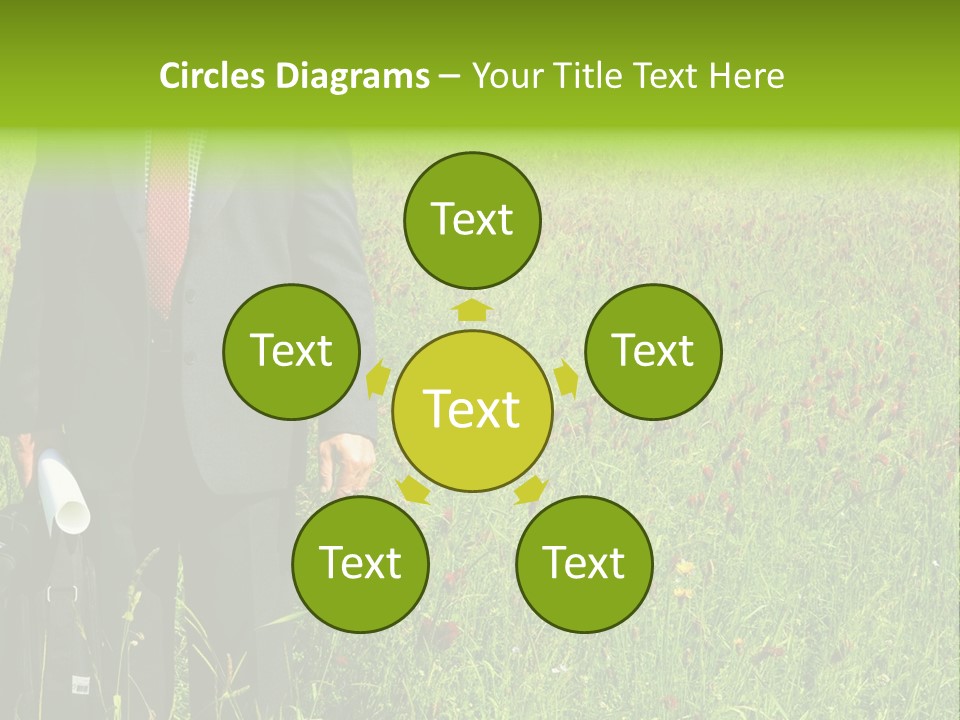 A Businessman In Grass. PowerPoint Template