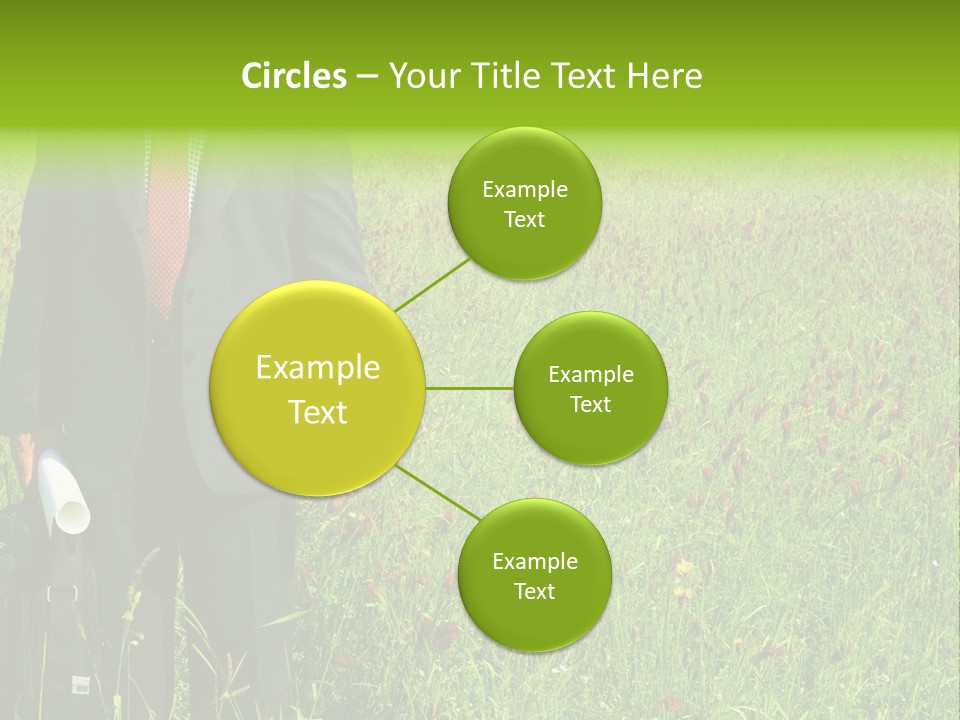 A Businessman In Grass. PowerPoint Template