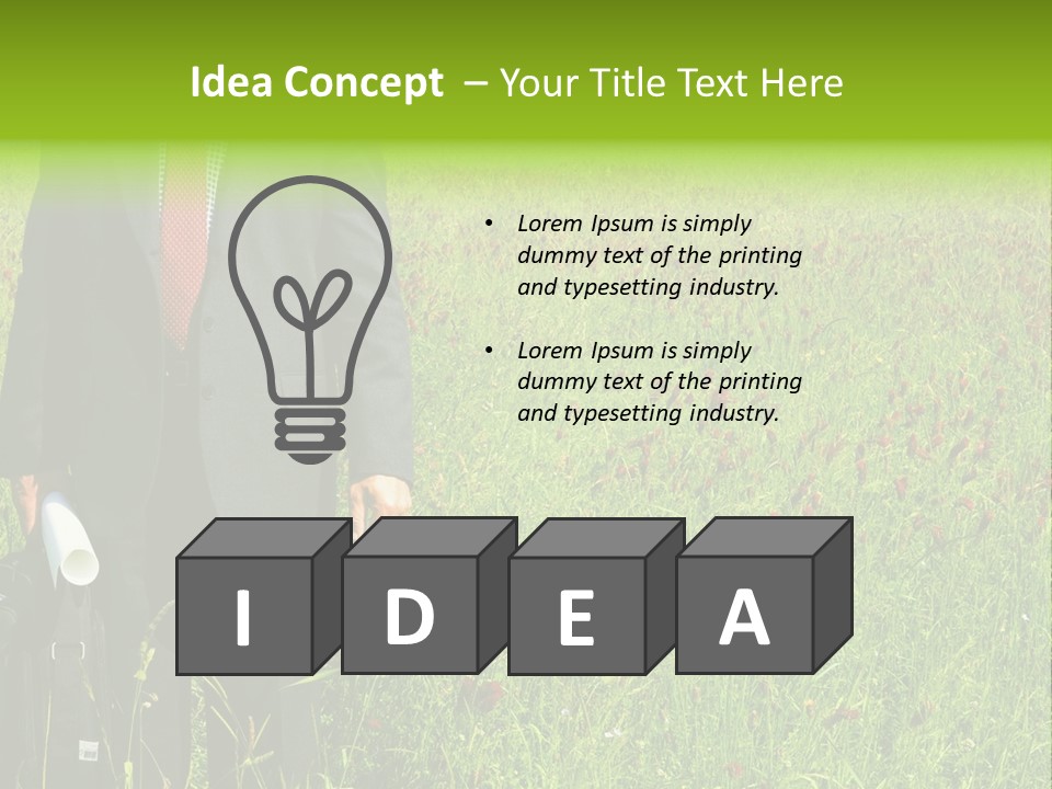 A Businessman In Grass. PowerPoint Template