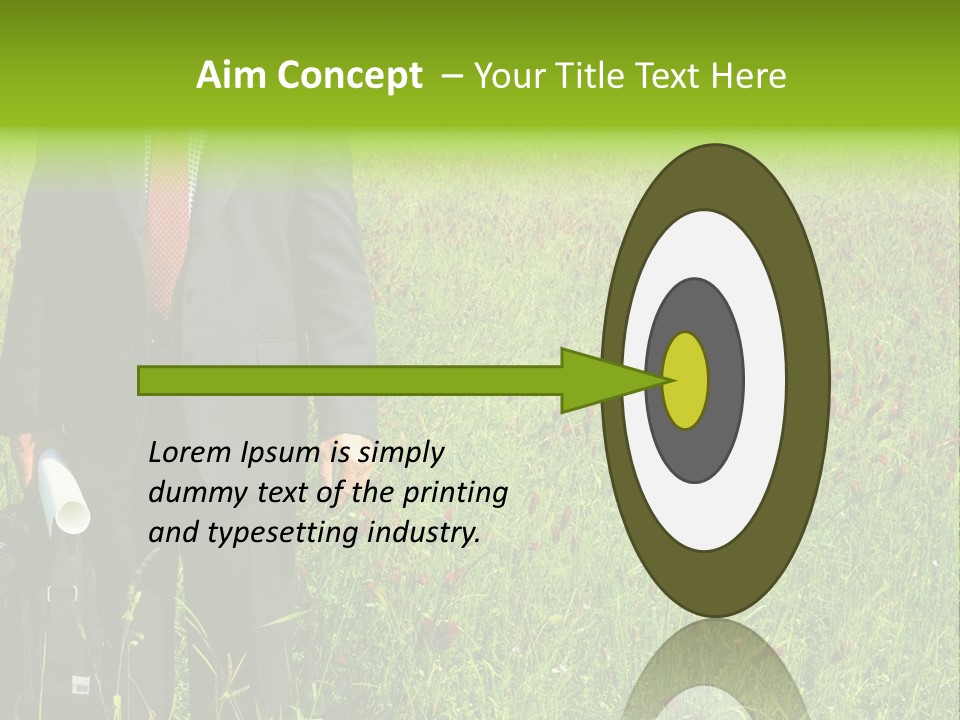 A Businessman In Grass. PowerPoint Template