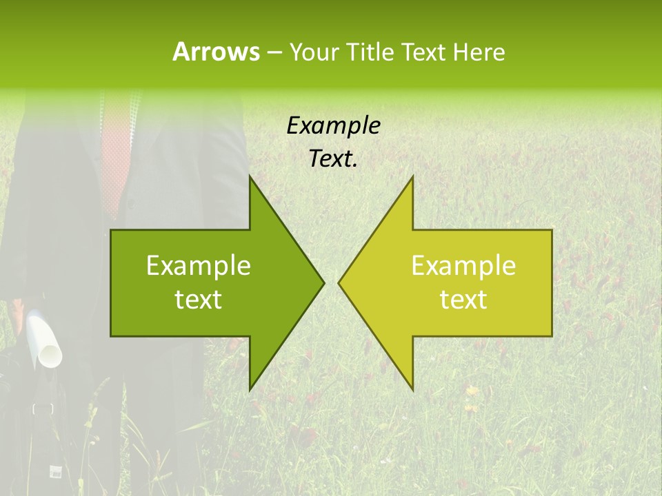 A Businessman In Grass. PowerPoint Template