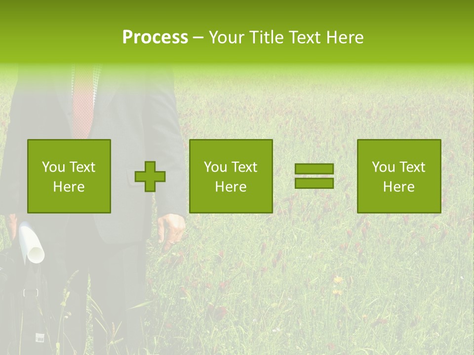 A Businessman In Grass. PowerPoint Template