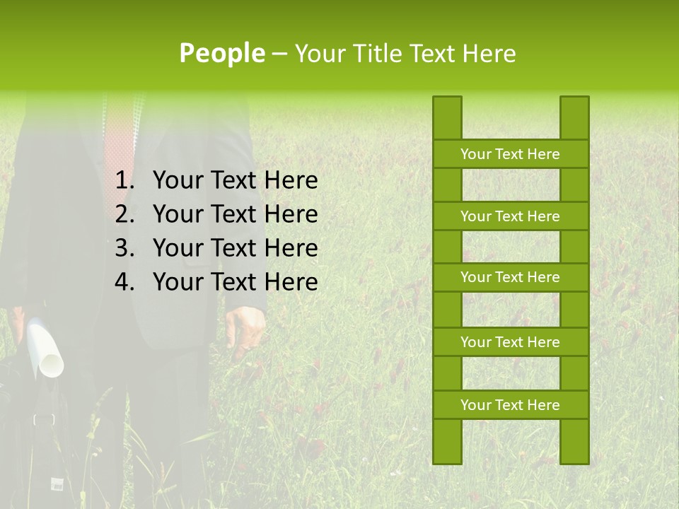 A Businessman In Grass. PowerPoint Template