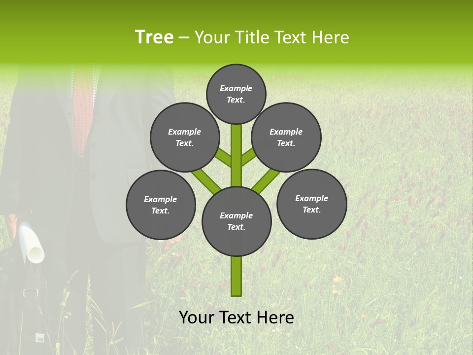 A Businessman In Grass. PowerPoint Template