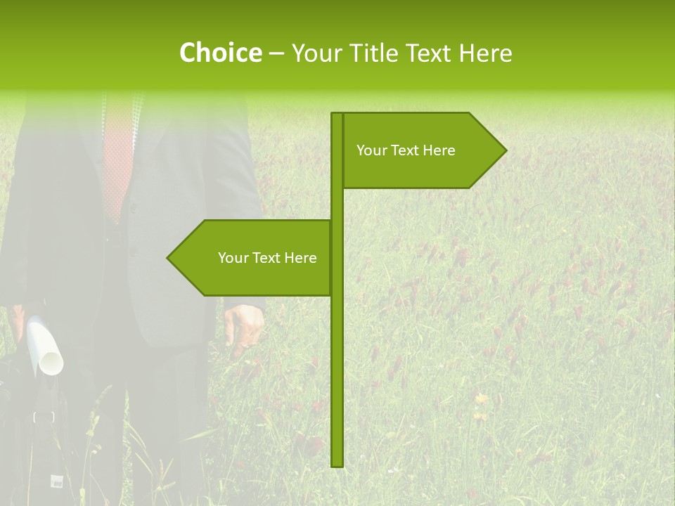 A Businessman In Grass. PowerPoint Template