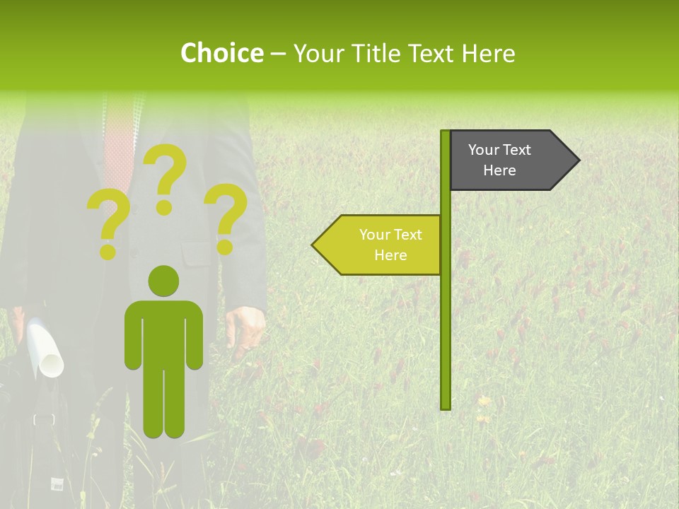 A Businessman In Grass. PowerPoint Template