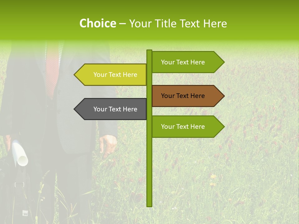 A Businessman In Grass. PowerPoint Template