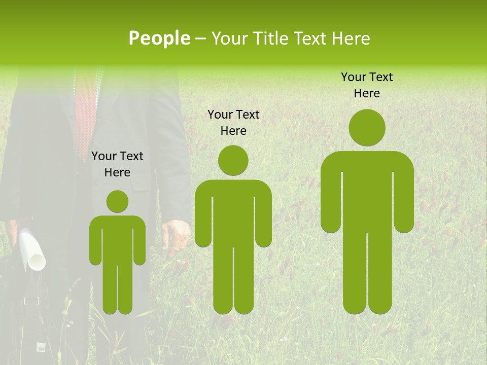A Businessman In Grass. PowerPoint Template