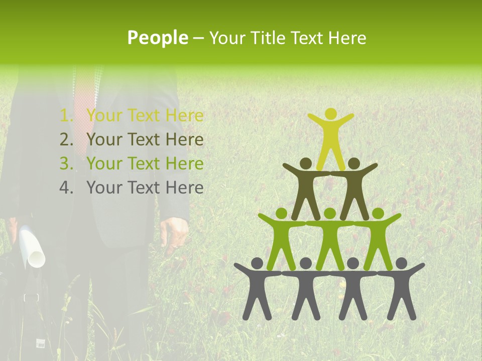 A Businessman In Grass. PowerPoint Template