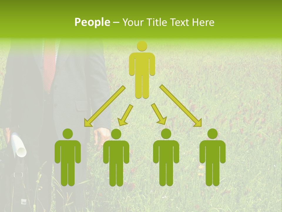 A Businessman In Grass. PowerPoint Template
