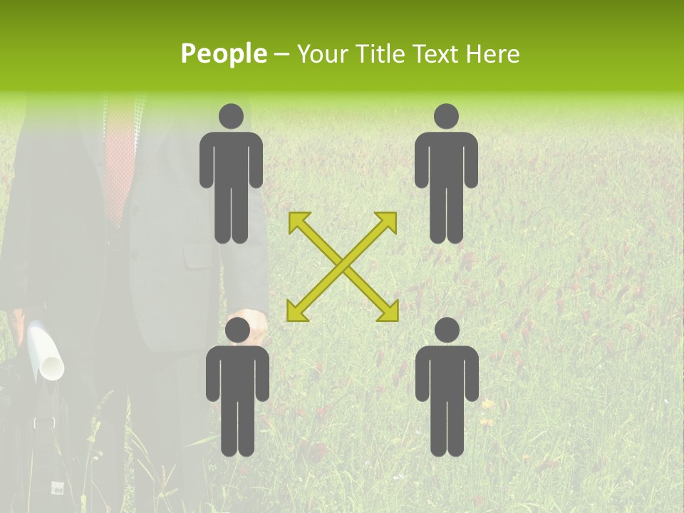 A Businessman In Grass. PowerPoint Template