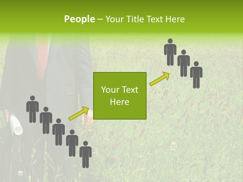 A Businessman In Grass. PowerPoint Template