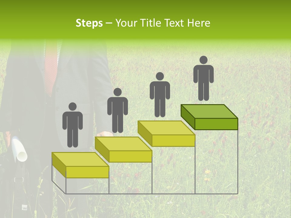 A Businessman In Grass. PowerPoint Template