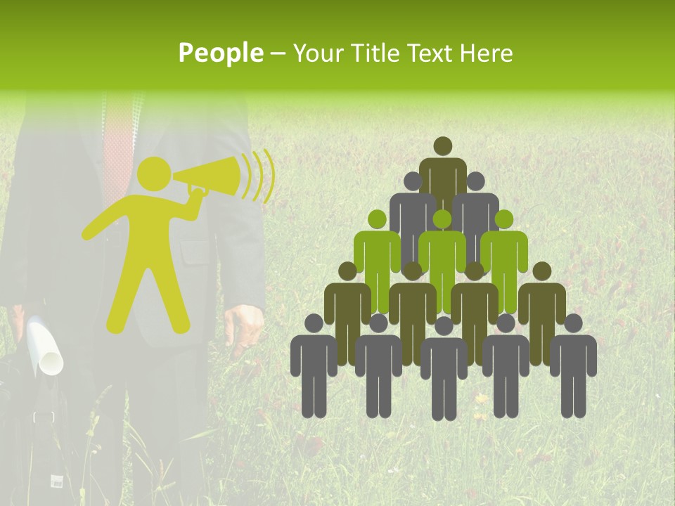A Businessman In Grass. PowerPoint Template