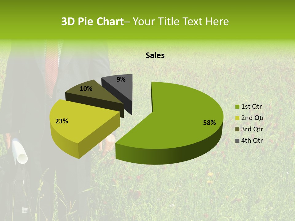 A Businessman In Grass. PowerPoint Template