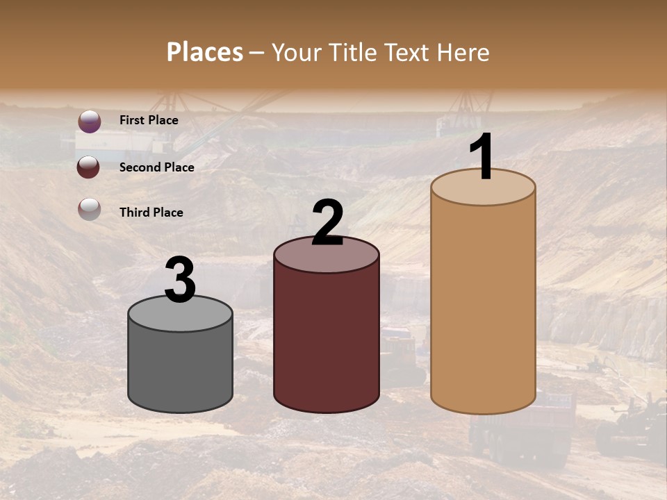 A Group Of Trucks Driving Down A Dirt Road PowerPoint Template