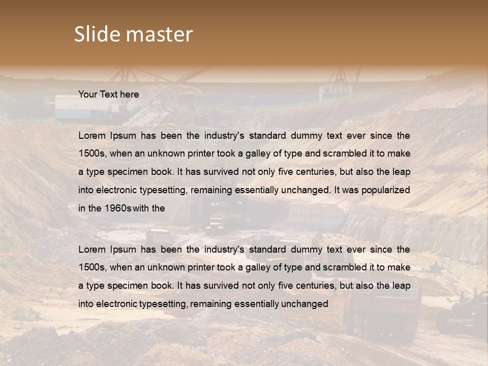A Group Of Trucks Driving Down A Dirt Road PowerPoint Template
