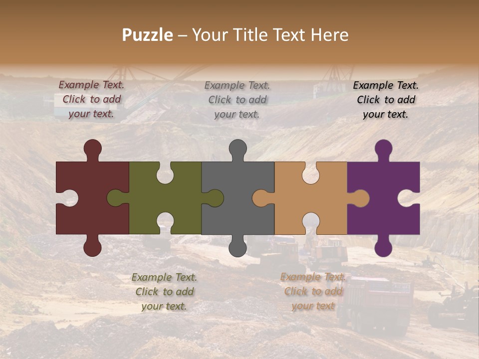 A Group Of Trucks Driving Down A Dirt Road PowerPoint Template