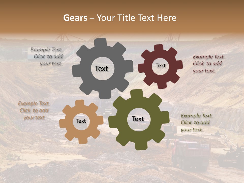 A Group Of Trucks Driving Down A Dirt Road PowerPoint Template