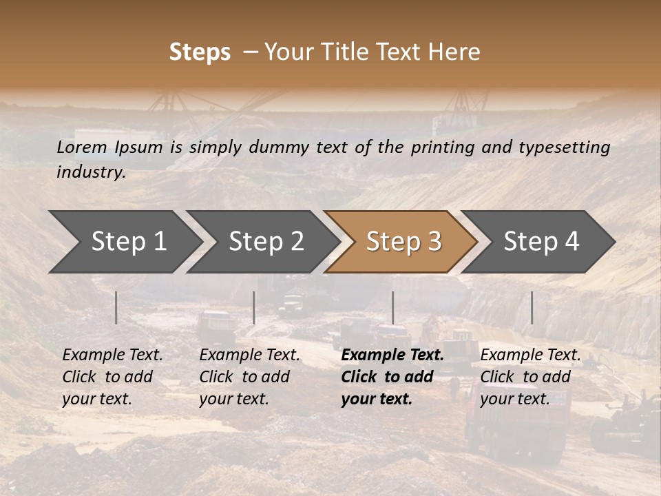 A Group Of Trucks Driving Down A Dirt Road PowerPoint Template