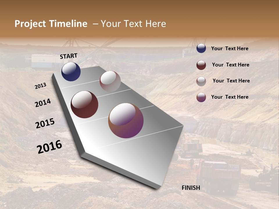 A Group Of Trucks Driving Down A Dirt Road PowerPoint Template