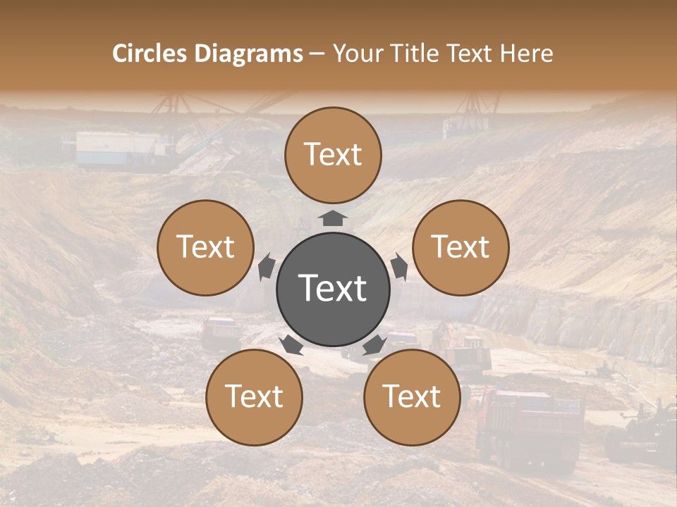 A Group Of Trucks Driving Down A Dirt Road PowerPoint Template