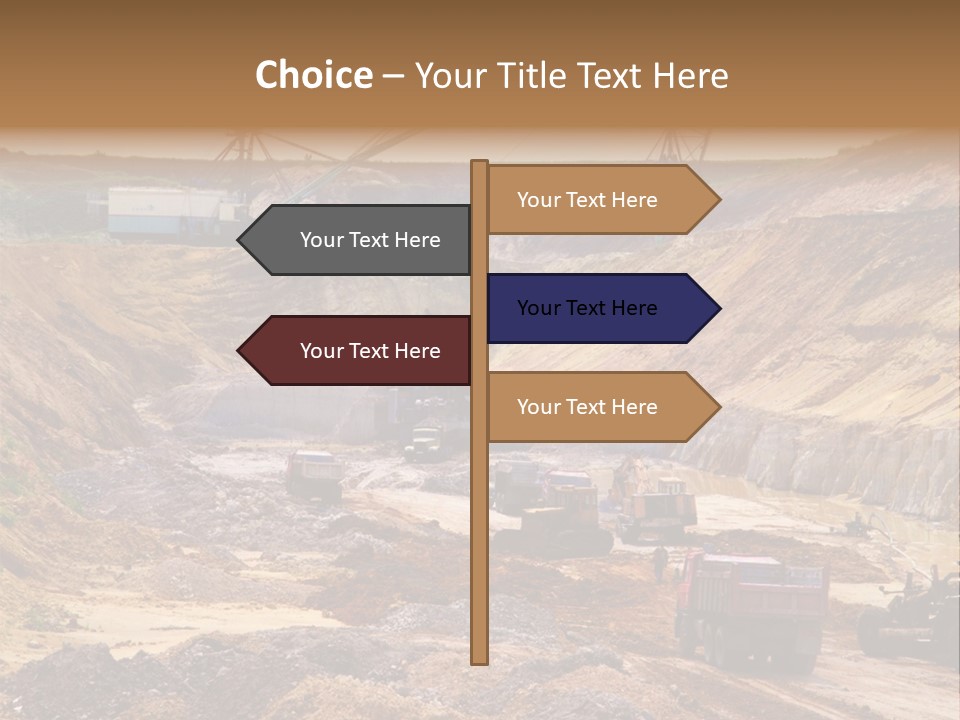A Group Of Trucks Driving Down A Dirt Road PowerPoint Template