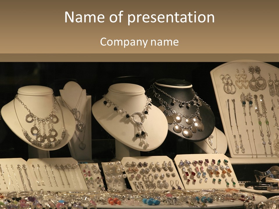 Beautiful Jewelry In The Shop Window PowerPoint Template