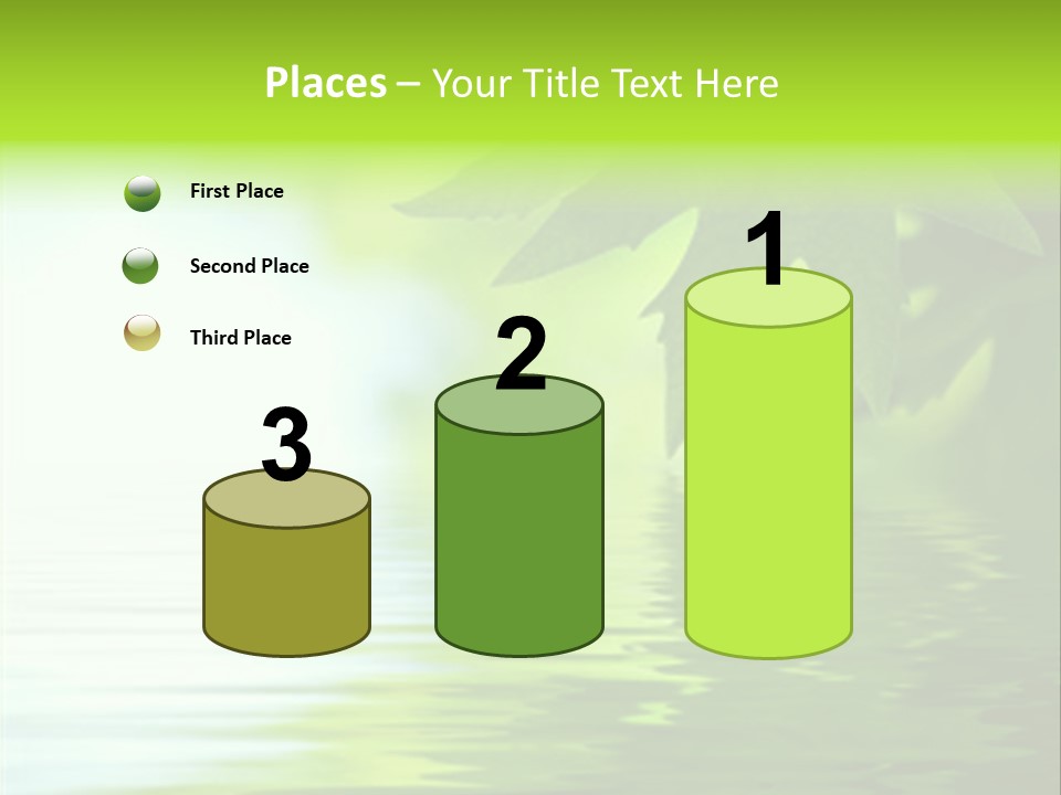 Green Leaves Reflecting In The Water, Shallow Focus PowerPoint Template