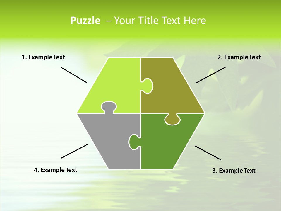 Green Leaves Reflecting In The Water, Shallow Focus PowerPoint Template