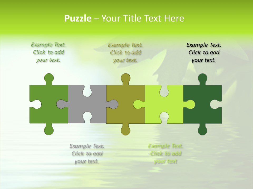 Green Leaves Reflecting In The Water, Shallow Focus PowerPoint Template