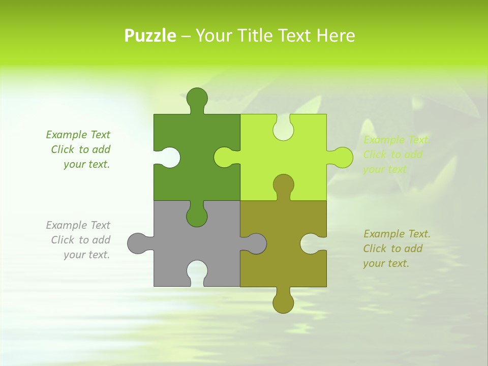 Green Leaves Reflecting In The Water, Shallow Focus PowerPoint Template