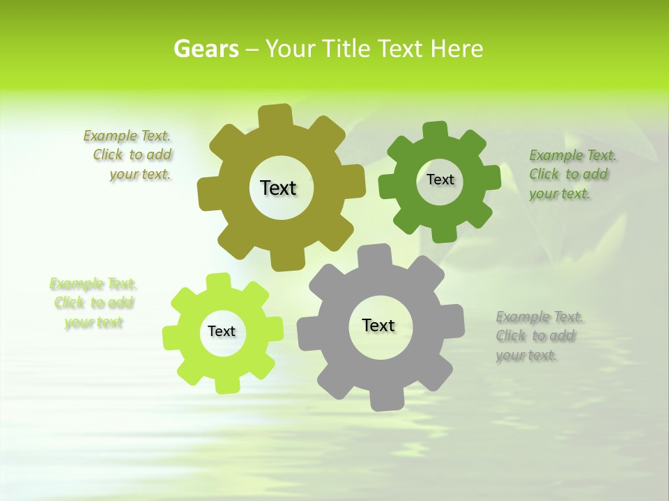 Green Leaves Reflecting In The Water, Shallow Focus PowerPoint Template