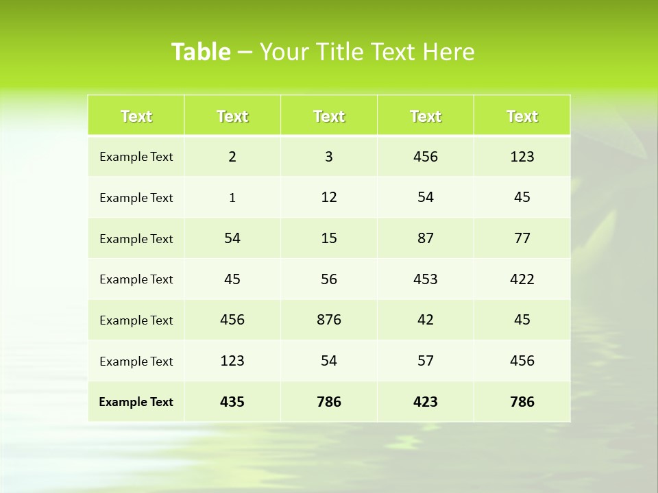 Green Leaves Reflecting In The Water, Shallow Focus PowerPoint Template